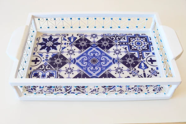 Plateau Plateau service avec poignée en fer forger