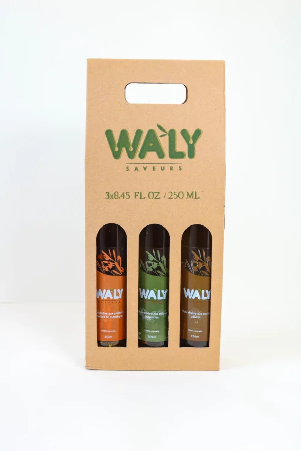 Waly trio huiles d'olive aromatisé Coffret trio huile d´olives aromatisés 3x250ml